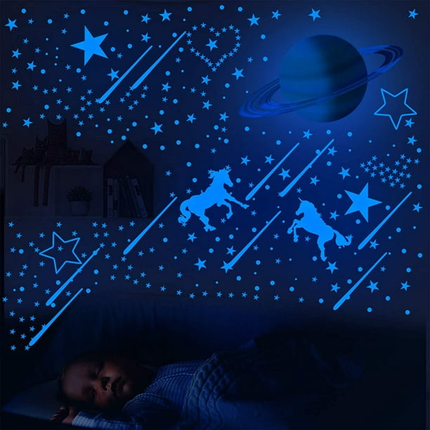 Luminous Glow In The Dark Moon Stars Wall Sticker Home Art Decor Kid Room Decal 